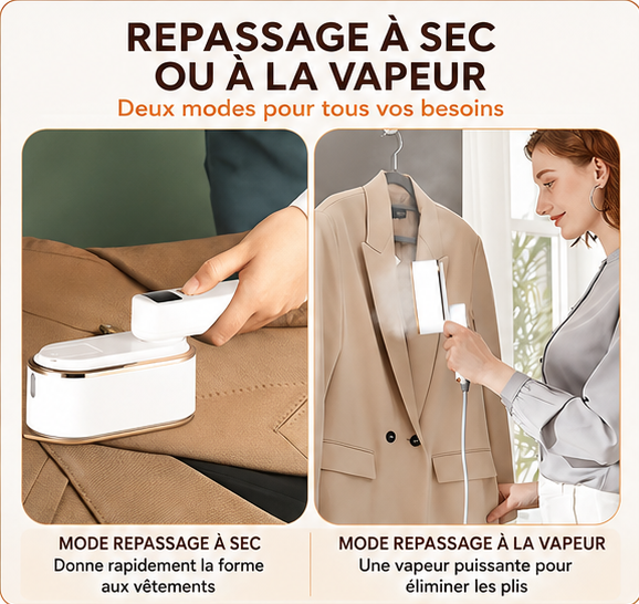 Fer à Repasser Portable – Vapeur & Sec, 3 Vitesses