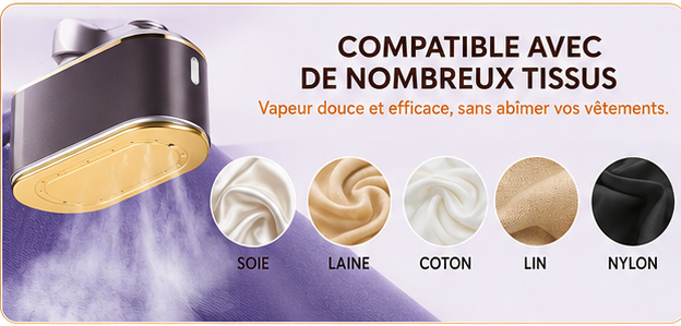 Fer à Repasser Portable – Vapeur & Sec, 3 Vitesses